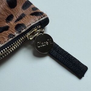 Clare V Leopard Print Zip Pouch